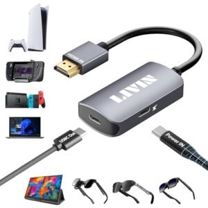 Adaptador HDMI para USB C (4K a 60Hz) monitor portátil, óculos AR XREAL One, Air 2 Pro/VITURE Pro/RayNeo Air 2s/Rokid, HDMI macho (fonte) para USB C fêmea (tela), laptop, interruptor, ROG Ally, Steam