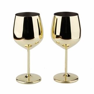 Arora Taça de vinho de aço inoxidável 510 g - Conjunto de 2 ouro - 9 cm P x 21 cm A (851029)