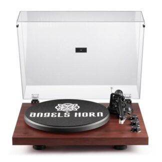 ANGELS HORN Toca-discos de vinil com acionamento por correia de 2 velocidades, saída Bluetooth, controle de passo, pré-amplificador Phono embutido, contrapeso ajustável, AT-3600L (Equipamentos)