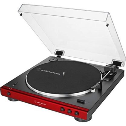 Audio-Technica AT-LP60XBT-RD Prato Giratório Estéreo com Cinta Totalmente Automático, Vermelho/Preto, Bluetooth, Hi-Fi, 2 Velocidades - AUDIO-TECHNICA (Equipamentos)