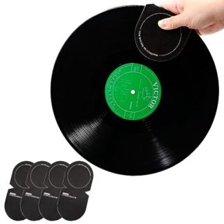 sdroceRyaM 4 peças luva de disco LP manipulador prendedor antiestático disco de vinil limpador e protetor de microfibra macia acessórios práticos para toca-discos (preto) (Equipamentos)