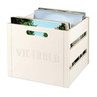 Victrola Caixa de discos de madeira, branca (VA-20-WHT) (Equipamentos)