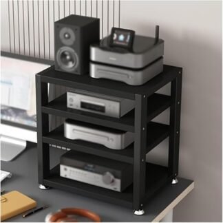 Suporte de receptor estéreo pequeno para áudio doméstico, alto-falante de mídia central multifuncional para toca-discos de vídeo, toca-discos de vídeo, suporte de móveis para console de jogos, unidade (Equipamentos)