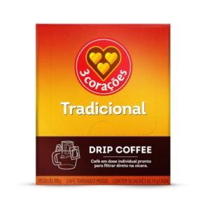 3 Corações Café Drip Coffee Tradicional - contém 10 unidades