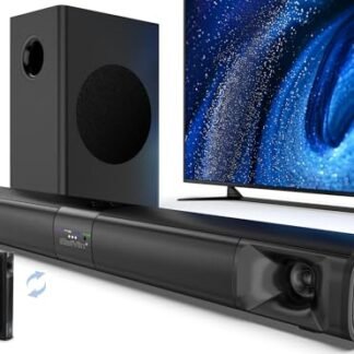 Saiyin Barra de som para Smart TV com subwoofer, barra de som destacável de 100 W, sistema de som surround Home Theater para TV com tweeter de buzina, graves ajustáveis e HDMI-ARC/Bluetooth
