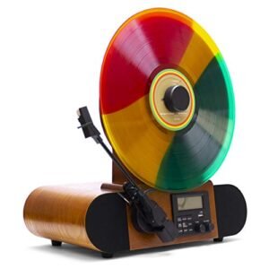 Fuse Reprodutor de disco de vinil vertical Vert com cartucho de técnica de áudio + Bluetooth, rádio FM, alarme - Madeira real feita à mão (Equipamentos)