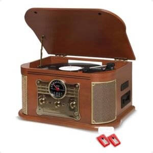 Vitrola Retro Toca Discos Vinil 7 Funções +02 Agulhas Rubi