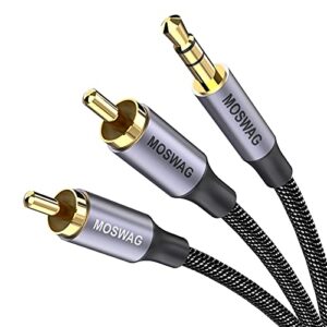 MOSWAG Cabo RCA, cabo de áudio 2RCA para 3,5 mm 3 m/3 m Hi-Fi Sound Nylon trançado RCA para cabo de áudio AUX compatível com controlador de DJ, toca-discos, TV, carro, estéreo, amplificador Hi-Fi, (Equipamentos)