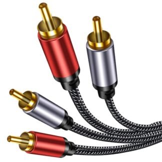 Cabo RCA trançado 6 m: caixa de liga de zinco blindada de camada dupla de som Hi-Fi macho 2rca para Home Theater, HDTV, amplificadores, sistemas Hi-Fi, áudio de carro, alto-falantes (6 m) (Equipamentos)