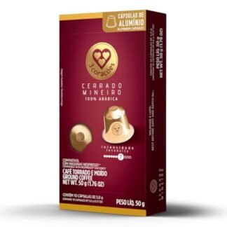 3 Corações Cápsulas de Café Cerrado Mineiro, Compatíveis com Nespresso, contém 10 cápsulas