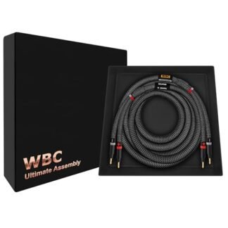 WORLDS BEST CABLES Ultimate de 1,8 m - 9 AWG - OFC ultra-puro - Cabo de alto-falante audiófilo HiFi premium para canal central com plugues banana dourados Eminence e jaqueta de tweed de carbono (Equipamentos)