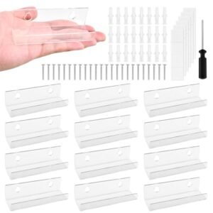 Saycker 12 suportes para discos de vinil, suporte de parede para estante de disco de vinil acrílico transparente, suporte de álbum flutuante invisível para exibição diária de LPs, audição de CD, com (Equipamentos)