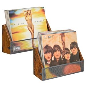 Suporte de parede para armazenamento de discos de vinil, 2 unidades, porta-discos de madeira vintage e prateleira de exibição de LP para colecionador de discos, loja, casa, espaço artístico, serve (Equipamentos)