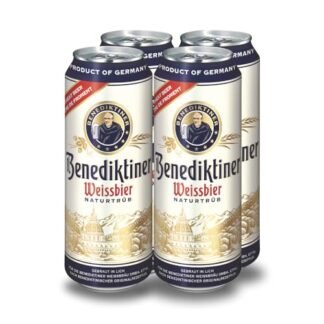 Pack cervejas de trigo Benediktiner Weissbier contendo 4 latas de 500ml cada - Total 2 litros