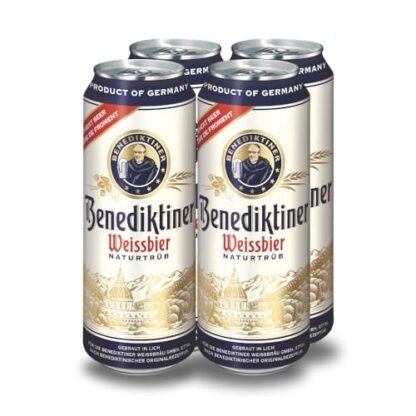 Pack cervejas de trigo Benediktiner Weissbier contendo 4 latas de 500ml cada - Total 2 litros