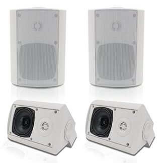 Herdio Alto-Falantes Passivos Externos com Fio À Prova D'Água, Alto-Falantes Montados Na Parede de 4" e 2 Vias de 400 W com Tweeter de Cúpula, Durabilidade para Todos os Climas, para Quintal de Varand (Equipamentos)