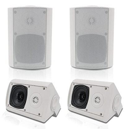 Herdio Alto-Falantes Passivos Externos com Fio À Prova D'Água, Alto-Falantes Montados Na Parede de 4" e 2 Vias de 400 W com Tweeter de Cúpula, Durabilidade para Todos os Climas, para Quintal de Varand (Equipamentos)