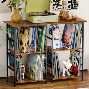 Suporte para toca-discos com armazenamento de vinil (Equipamentos)