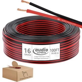 Audio Express Cabo De Fio De Alto-Falante Estéreo De Áudio Calibre 16 De 100 Pés, 100 Pés, 30,48 Metros, 2 Condutores, Pvc Vermelho-Preto Flexível, Cca, Caixa De Distribuição, Home Theater, Hifi, Au (Equipamentos)