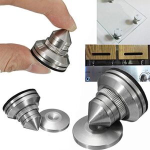 Ricrrover 4 conjuntos de pontas de alto-falante de aço inoxidável à prova de choque 28-32 mm com isolamento ajustável para toca-discos amplificador CD DAC gravador com adesivo 3M (Equipamentos)