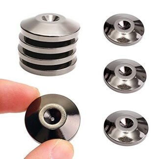 Facmogu 8 peças preto 24K suporte de isolamento banhado a níquel bases de cobre, almofadas de ponta de alto-falante de 5 x 25 mm, protetor de piso antiderrapante para toca-discos de áudio, CD, AMP (Equipamentos)