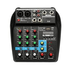 SilteD DLOETT TU04 BT Console de mixagem de som Grava 48V Phantom Power Monitor AUX Paths Plus Effects 4 canais Mixer de áudio com USB