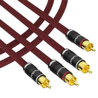 Preffair 1 par de cabos RCA únicos HiFi cobre banhado a prata interconexão de fios RCA com conectores machos banhados a ouro 24K para DAC, decorador, subwoofer, toca-discos, amplificadores (0,5 m) (Equipamentos)