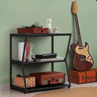 Suporte de mídia AV para toca-discos de 3 níveis Petite Entertainment Center Suporte de áudio com pés ajustáveis para reprodutores de DVD, console de jogos, caixa de TV, roteador Xbox WiFi, preto (Equipamentos)