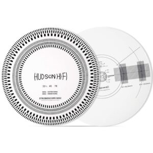 Hudson Hi-Fi Tapete de disco estroboscópico para toca-discos - 30,5 cm x 2 mm - disco de PVC para testar velocidades de 33-1/3 e 45 RPM (estroboscópio com tapete transferidor de alinhamento de (Equipamentos)
