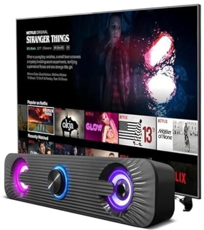 Caixa De Som Pc Computador Notebook Gamer Potente Subwoofer USB P2 Led RGB Soundbar Caixinha