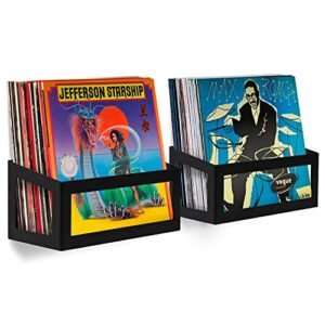 Hudson Hi-Fi Suporte para exibição de vinil – Pacote com 2 prateleiras – Suporte de parede de vinil de aço sólido e exibição de disco, suporte de parede de disco de vinil de acesso rápido – Prateleira (Equipamentos)