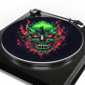 ZUXONGSY Tapete de toca-discos Skulls para discos de vinil BlackTurntable tapete antiderrapante antiderrapante para toca-discos de vinil para amantes de música tapete giratório de acrílico (Equipamentos)
