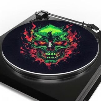 ZUXONGSY Tapete de toca-discos Skulls para discos de vinil BlackTurntable tapete antiderrapante antiderrapante para toca-discos de vinil para amantes de música tapete giratório de acrílico (Equipamentos)