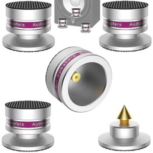 HiFi (IF03S), protetores de piso de cone com espigas, pés de suporte de isolamento de alumínio ajustáveis, almofadas de base de absorção de choque para toca-discos de áudio CD AMP Amplificador Subwoofer (prata) (Equipamentos)