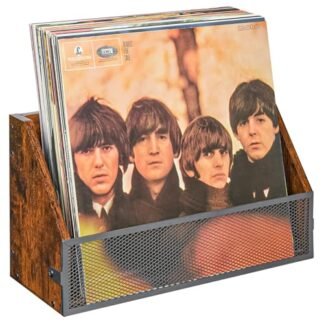 Suporte de parede para armazenamento de discos de vinil, porta-discos de madeira vintage e prateleira de exibição de LP para colecionador de discos, loja, casa, espaço artístico, serve para discos de (Equipamentos)