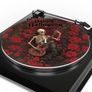 Qehuruxo Tapete de toca-discos de caveira rosa, tapete para toca-discos de vinil, tapete fonográfico, protetor de toca-discos usinado com precisão para toca-discos vintage de 30,5 cm (Equipamentos)
