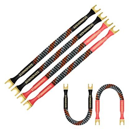 UCINNOVATE 4 cabos jumper de alto-falante OFC HiFi com espada, 21 cm de cabo de alto-falante ponte, placas de jumper de alto-falante bi-fio, ponte de cabo 11AWG para terminais de cabo de alto-falante (Equipamentos)