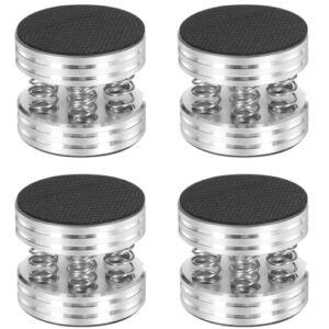 Neutrual Placa de isolamento para pés para toca-discos, subwoofer, toca-discos, amplificador, gravador de alto-falante (base de borracha de liga de ulumino, mola, 44 x 40 mm, prata, pacote com 4) (Equipamentos)