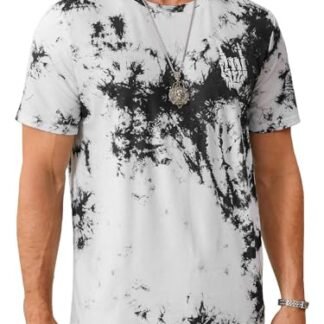 Hardaddy Camiseta masculina casual tie dye manga curta gola redonda camiseta banda rock, Cinza, G (Camisetas)