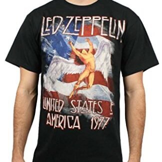 Led Zeppelin Camiseta masculina America 1977 US Tour preta, Preto (preto preto), P