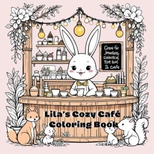 Lila's Cozy Cafe Coloring Book: 30 Unique Bunny Café Scenes with English Vocabulary