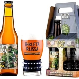 Kit Cerveja Roleta Russa Easy IPA Long-neck 355ml e Copo Bracelete 300 ml