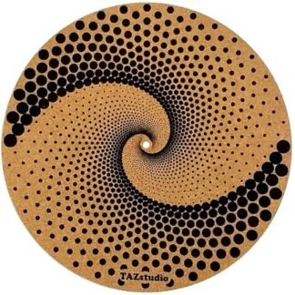 TazStudio Tapete giratório de cortiça para melhor suporte de som no toca-discos de vinil LP - Design geométrico original psicodélico arte de pontos geométricos [4 mm de espessura] (Equipamentos)