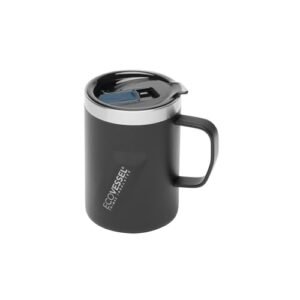 EcoVessel Transit Café para viagem Acampamento com Alça e Trimax Isolado Aço Inoxidável Cerveja Caneca Viagem Vidro Whiskey, Copo de Copo 340 ml, Black Shadow (Cervejas)