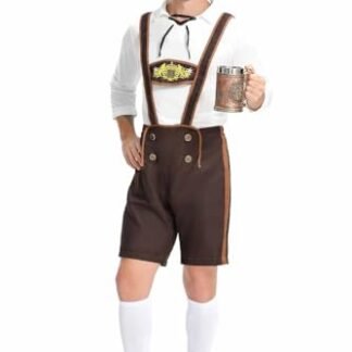 Seaehey Oktoberfest Lederhosen traje alemão bávaro traje camisa festival cerveja shorts chapéus conjunto para carnaval masculino, Branco, M (Cervejas)