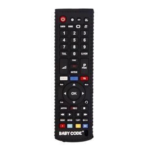 Mordedor de Silicone em Formato de Controle Remoto 16cm – Para Bebês e Crianças – Atóxico, Macio e Seguro – Estimula Dentição e Sensorial – Livre de BPA – Cor Preta (Brinquedos)