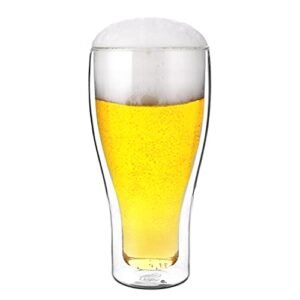 CNGLASS Copo de cerveja Pilsner de parede dupla, 501 ml, copo de cerveja de vidro isolado de cabeça para baixo, utensílios para refrigerar cerveja (Cervejas)