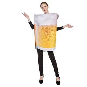 ReneeCho Fantasia feminina de caneca de cerveja Oktoberfest Halloween engraçada bebida fantasia clássica copo de cerveja roupa adulto cosplay festa, Amarelo, One Size (Cervejas)