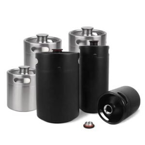 Fabricação caseira de cerveja New Mini Beer Keg,Singel Wall Beer Growler Refillable Portable Craft Beverage Kombucha Nitro Coffee Seltzer 2L/3.6L/4L/5L SS304 Acessórios para vinho(5L) (Cervejas)