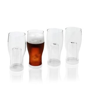 1500° C TABLETOP Copo de cerveja artesanal com isolamento de parede dupla, conjunto de 4 copos de cerveja Pilsner para uso externo, presentes para homens e amantes (transparente) (Cervejas)